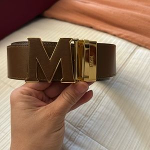 MCM tan/black leather belt